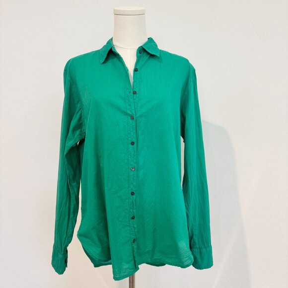 Xirena Beau Button Up Collared Long Sleeve Cotton Poplin Shirt Work Green Small - Picture 1 of 10